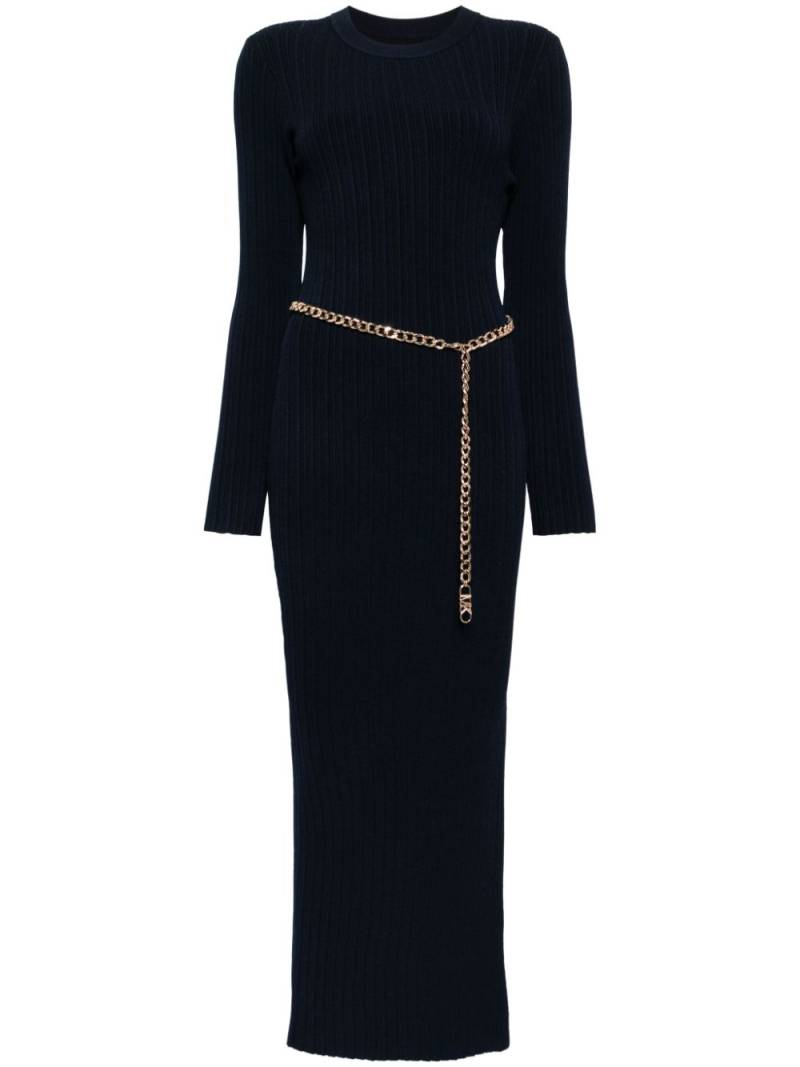 Michael Kors belted ribbed maxi dress - Blue von Michael Kors