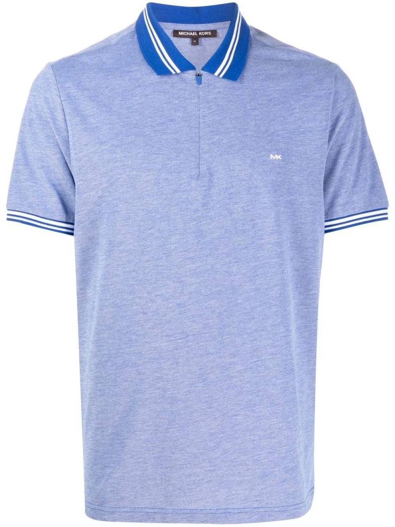 Michael Kors bird's eye zip-up polo shirt - Blue von Michael Kors