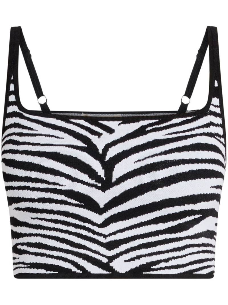 Michael Kors cropped zebra-intarsia tank top - Black von Michael Kors