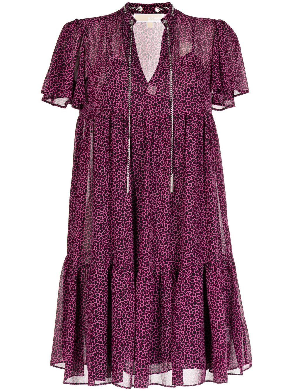 Michael Kors giraffe-print ruffle-hem dress - Purple von Michael Kors