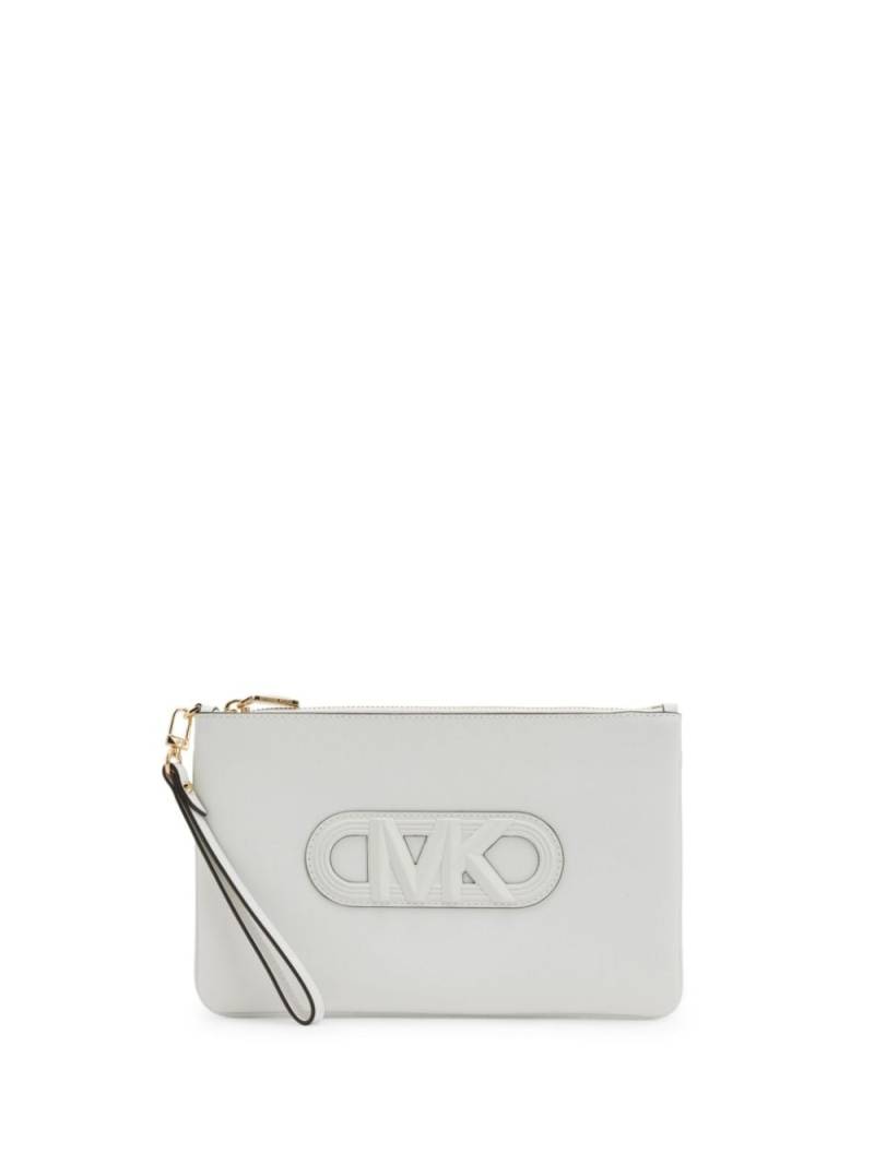 Michael Kors large Jet Set leather clutch bag - White von Michael Kors