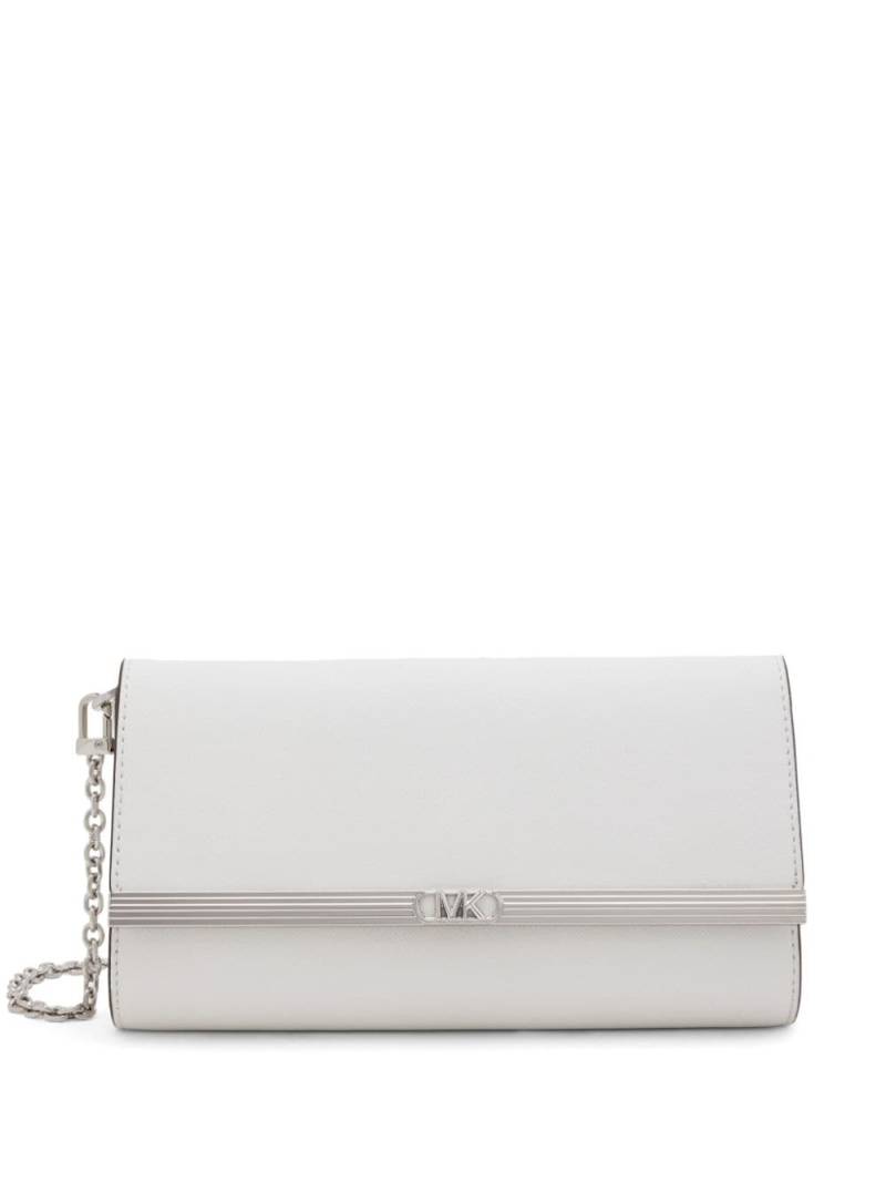 Michael Kors logo-plaque leather clutch bag - White von Michael Kors