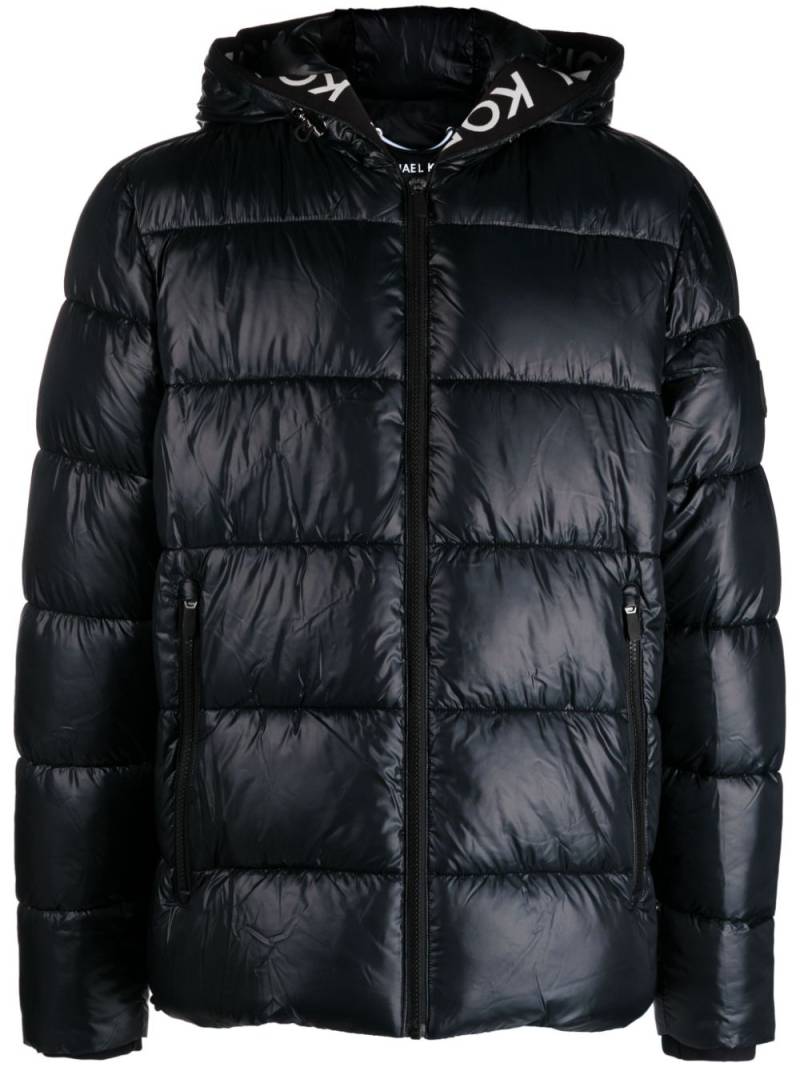 Michael Kors logo-tape hooded puffer jacket - Black von Michael Kors