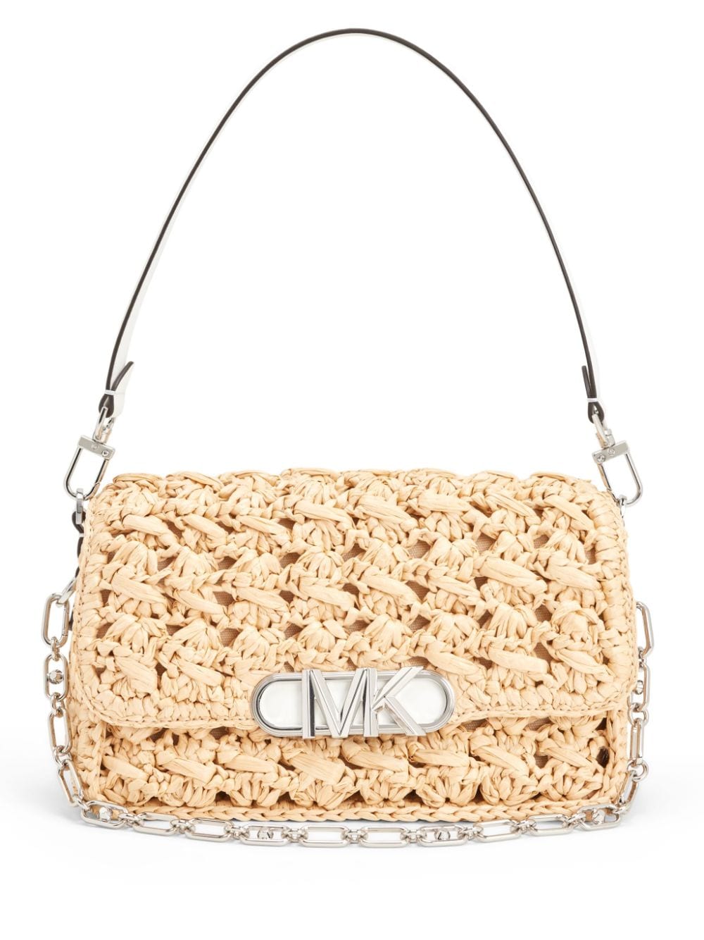 Michael Kors medium Parker straw shoulder bag - Neutrals von Michael Kors