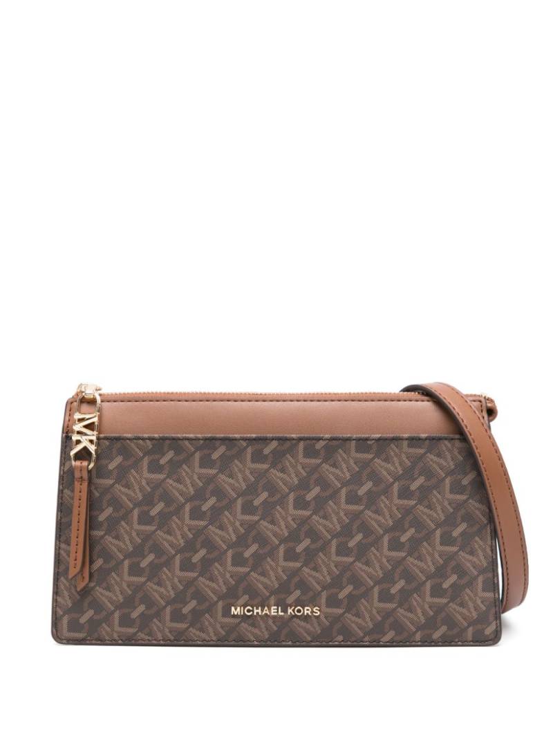 Michael Kors monogrammed leather crossbody bag - Brown von Michael Kors