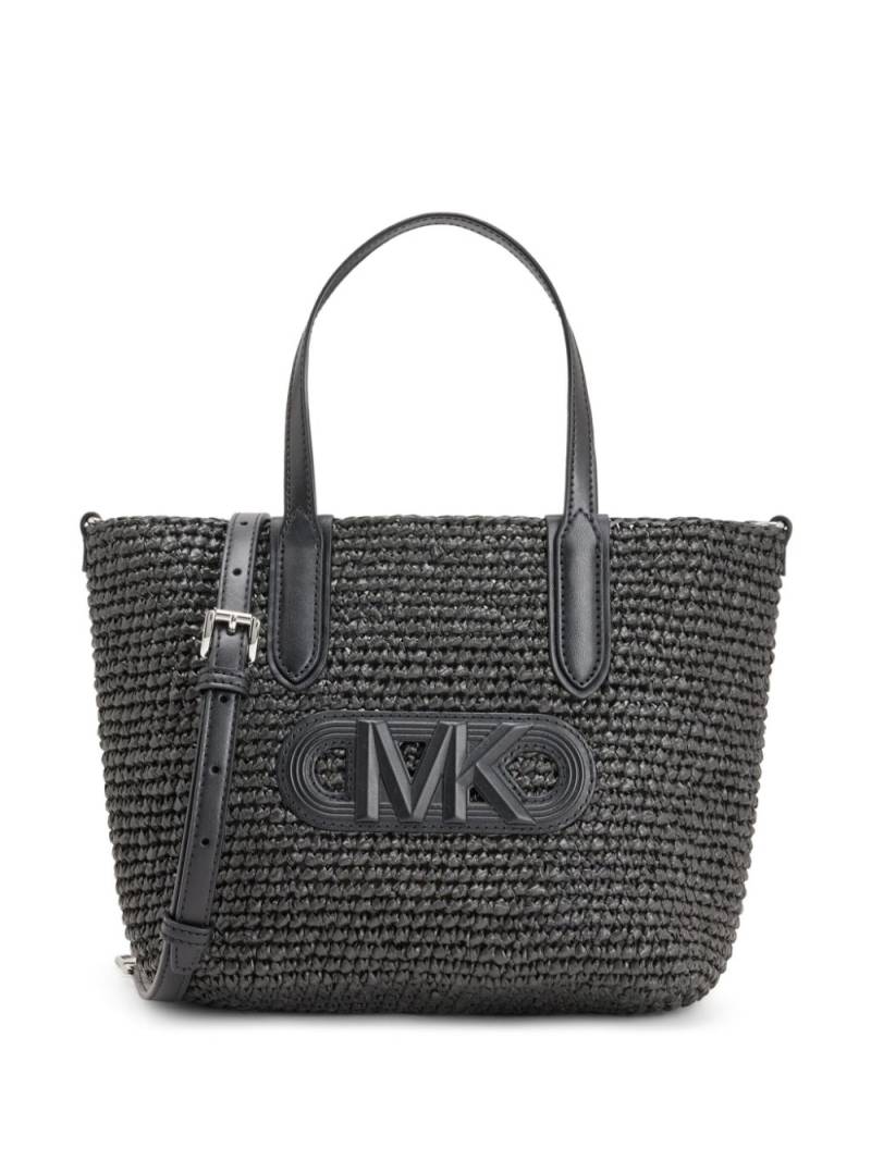 Michael Kors small Eliza straw tote bag - Black von Michael Kors