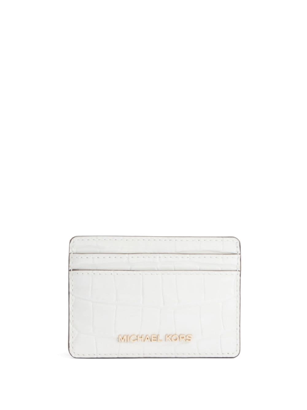 Michael Kors small Jet Set crocodile-effect cardholder - White von Michael Kors