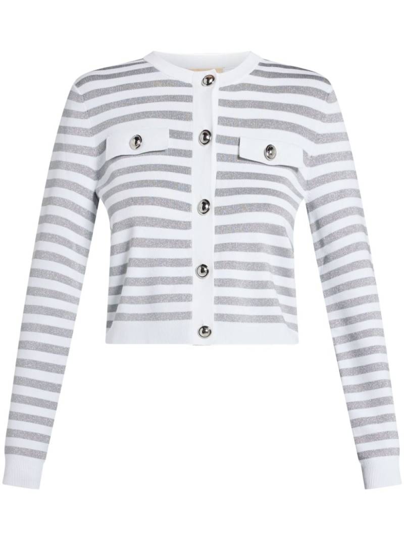 Michael Kors striped intarsia-knit cardigan - White von Michael Kors