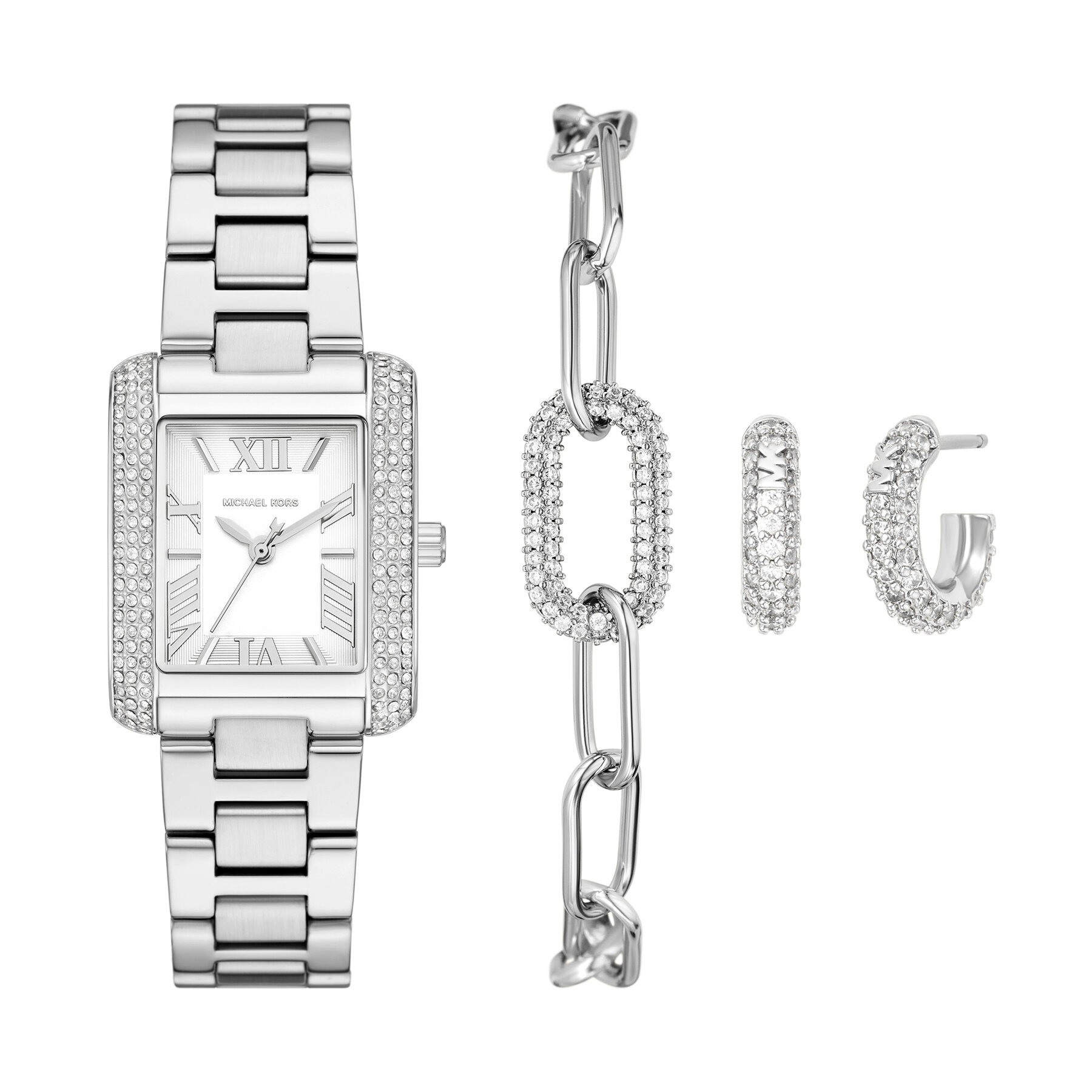 Uhr, Armband und Ohrringe Set Michael Kors Emery MK4839SET Silberfarben von Michael Kors