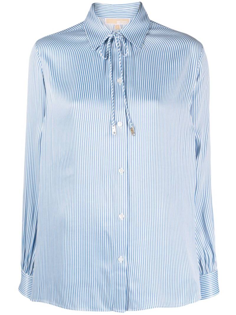 Michael Michael Kors bolo-tie striped shirt - Blue von Michael Michael Kors