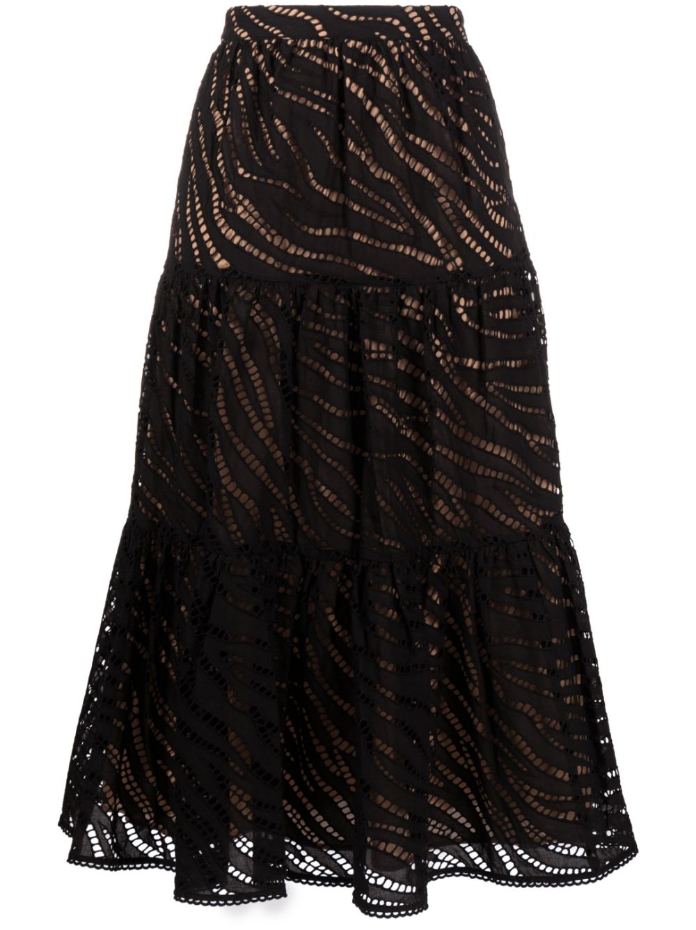 Michael Michael Kors embroidered tiered midi skirt - Black von Michael Michael Kors