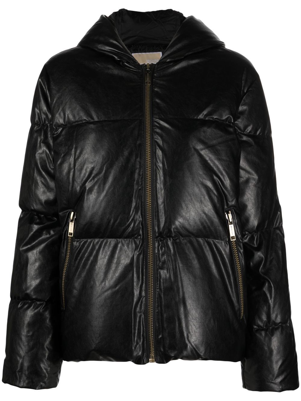 Michael Michael Kors faux-leather hooded puffer jacket - Black von Michael Michael Kors