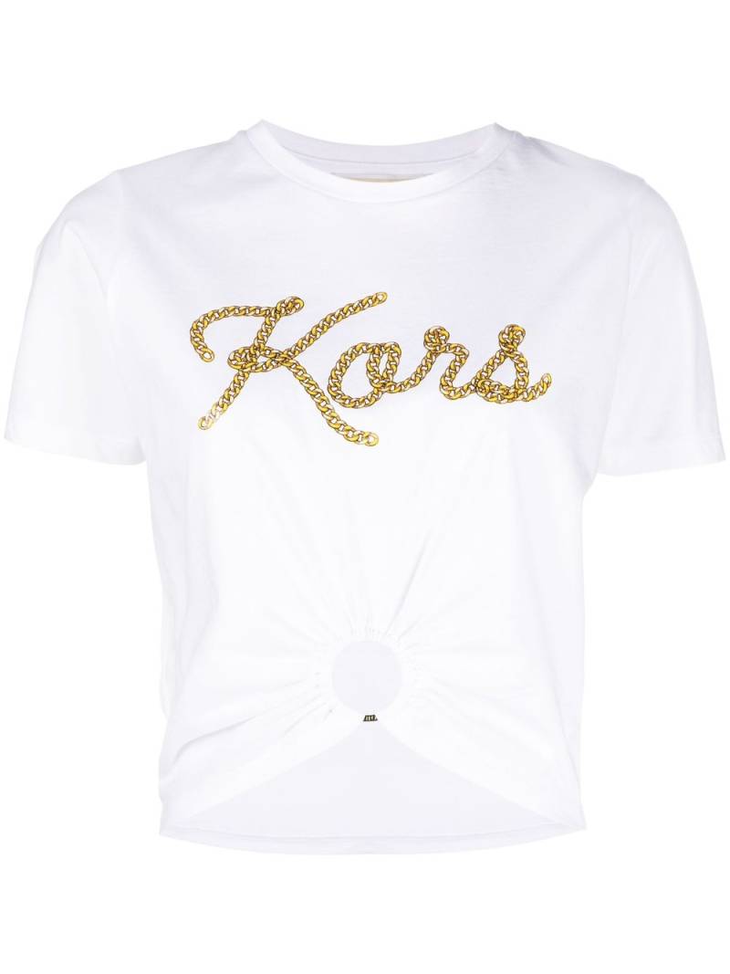 Michael Michael Kors logo-print gathered-detail T-shirt - White von Michael Michael Kors