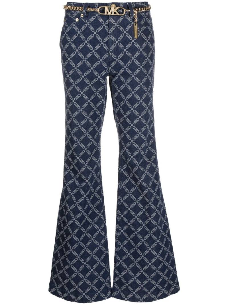 Michael Michael Kors monogram-pattern flared jeans - Blue von Michael Michael Kors