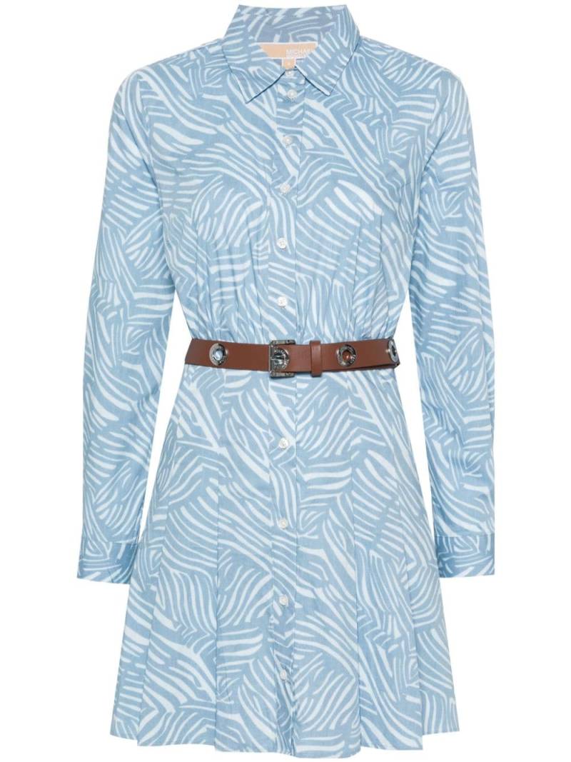 Michael Michael Kors zebra-print poplin mini dress - Blue von Michael Michael Kors