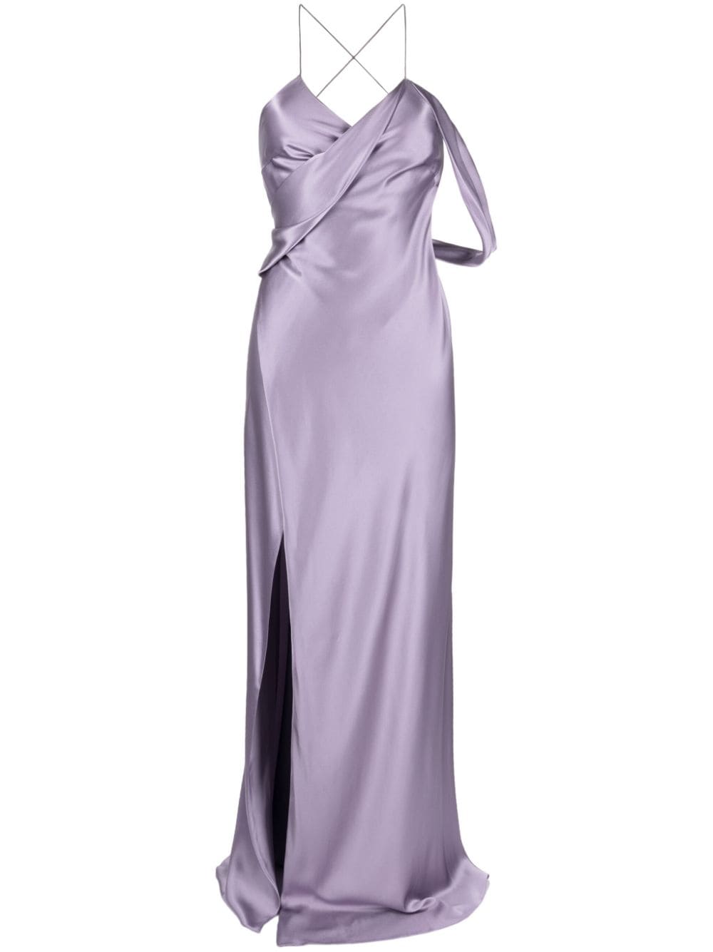 Michelle Mason V-neck side-slit silk maxi dress - Purple von Michelle Mason