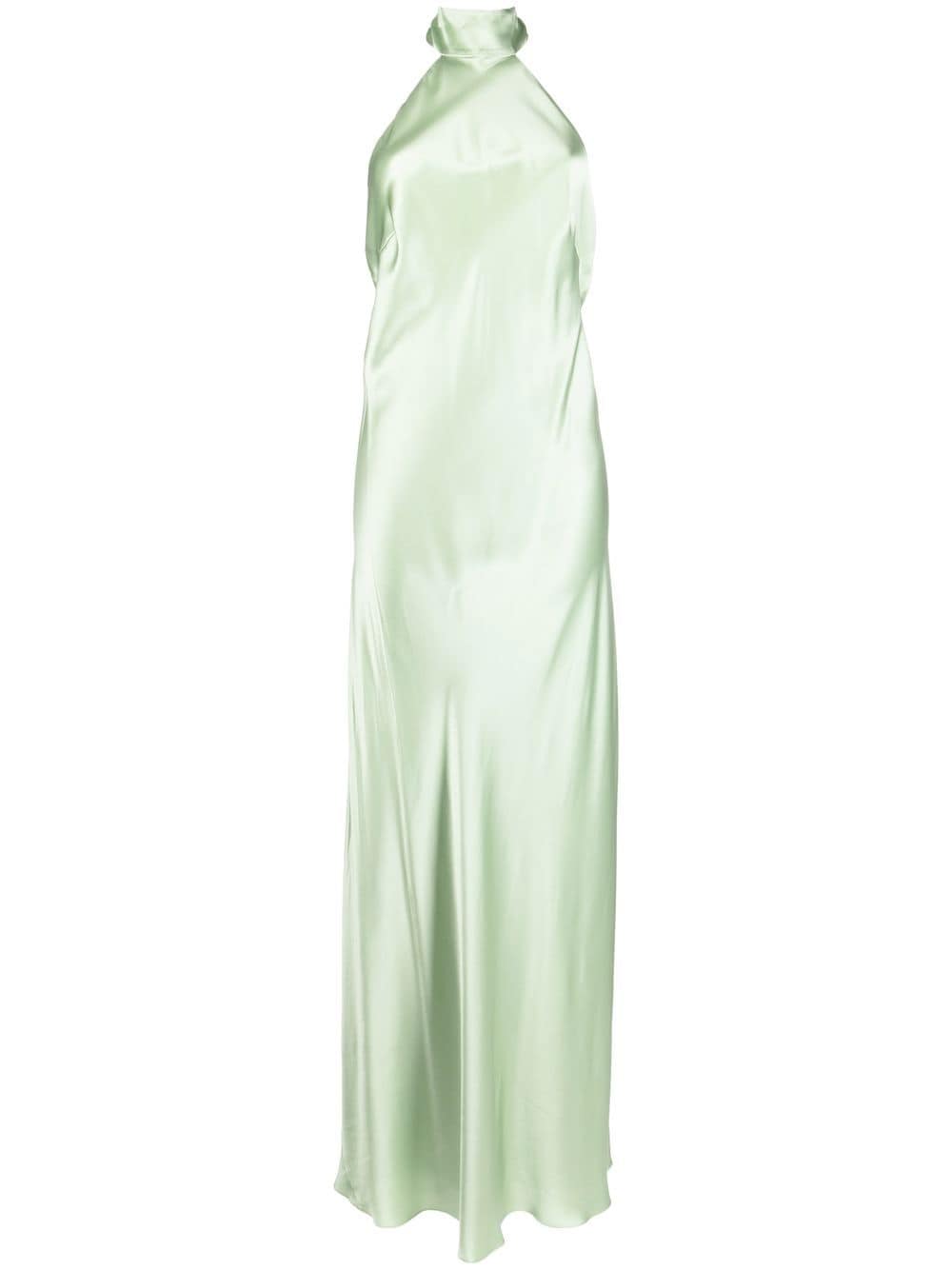 Michelle Mason backless halter-neck tie gown - Green von Michelle Mason