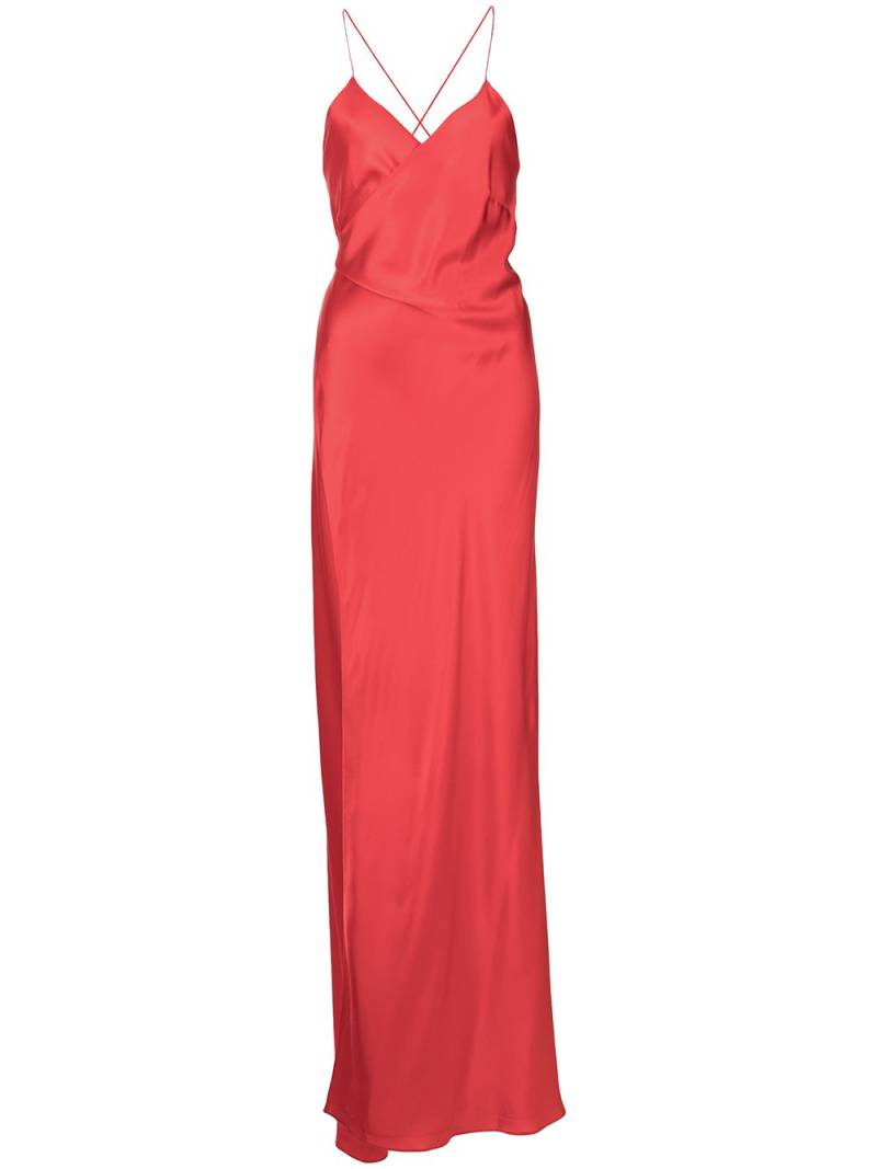 Michelle Mason cross-strap silk wrap gown - Red von Michelle Mason