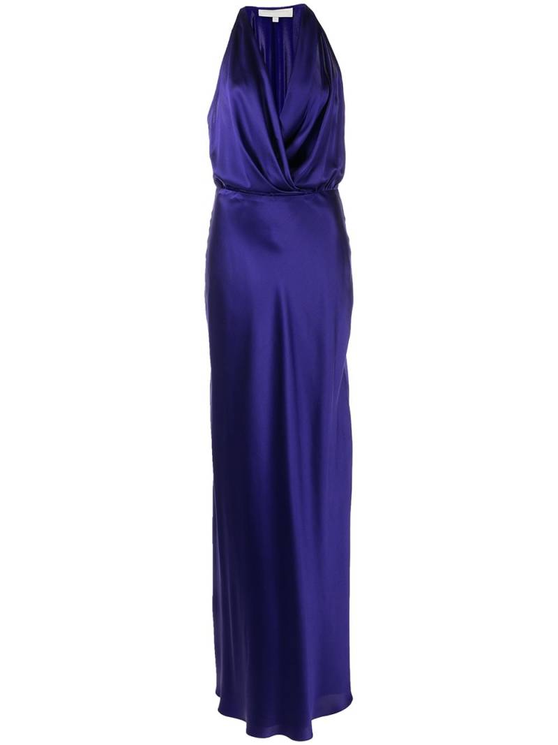 Michelle Mason draped-detail halterneck gown - Blue von Michelle Mason