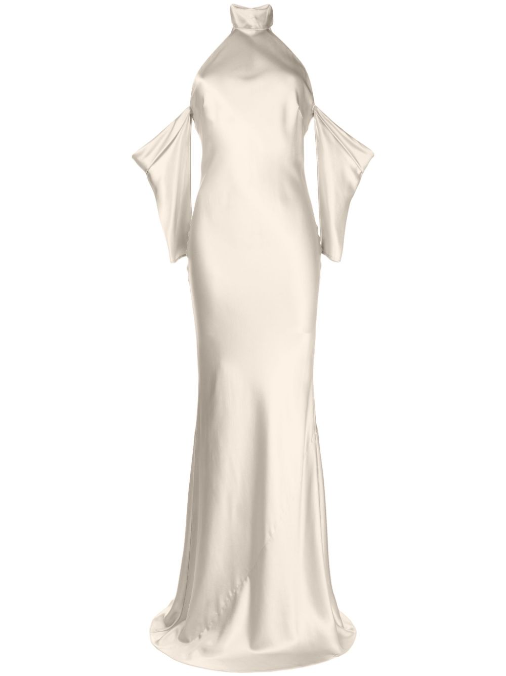 Michelle Mason halterneck drop-sleeve maxi dress - Neutrals von Michelle Mason