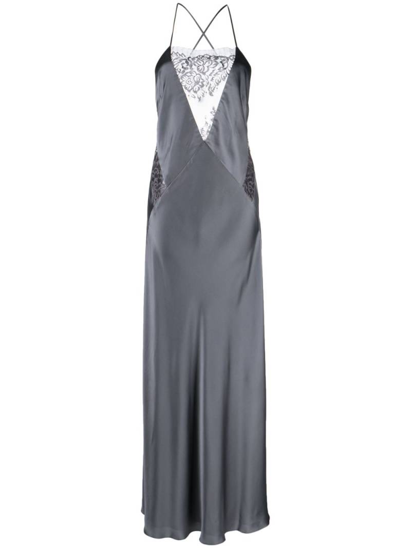 Michelle Mason lace detail silk gown - Grey von Michelle Mason