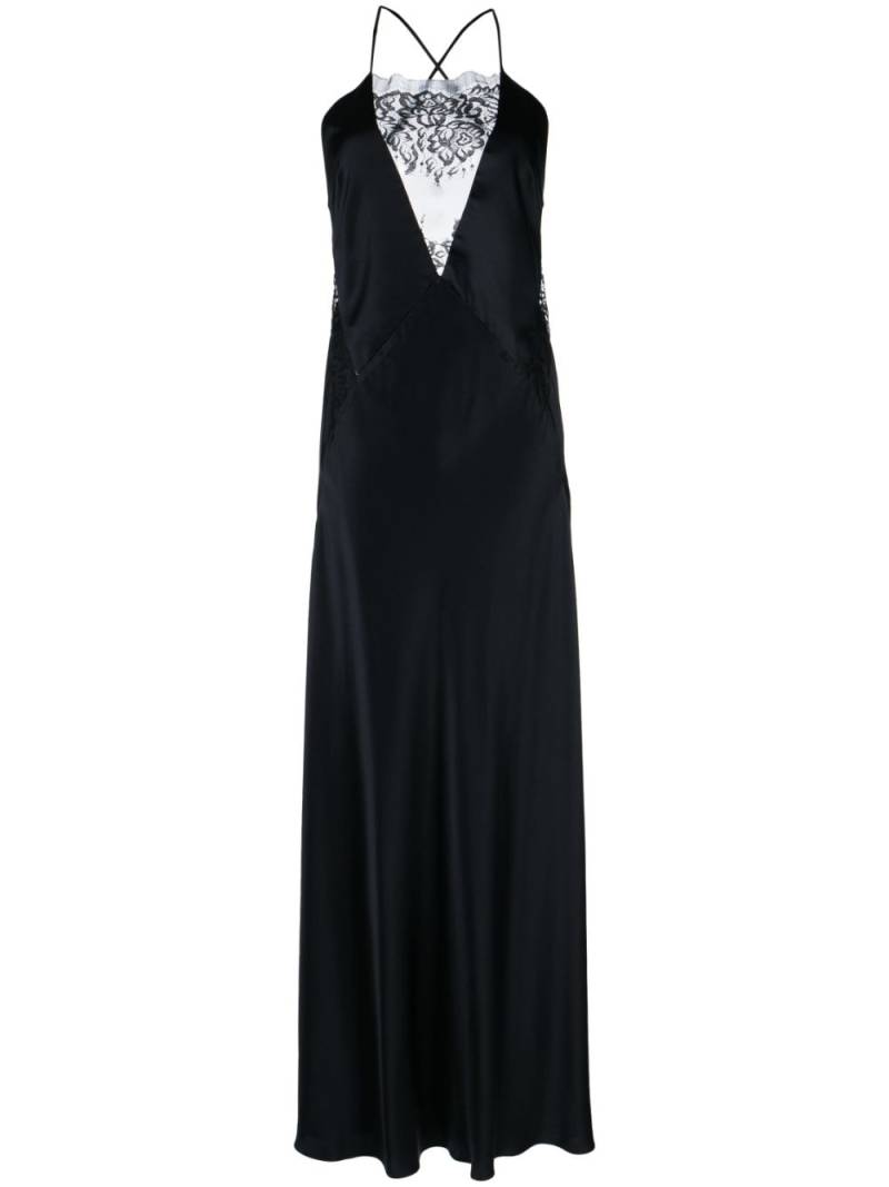 Michelle Mason lace-inset gown long sleeveless dress - Black von Michelle Mason