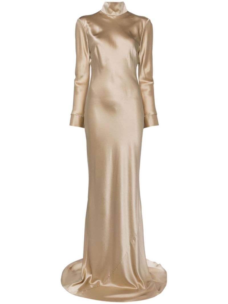 Michelle Mason long sleeve silk gown - Neutrals von Michelle Mason