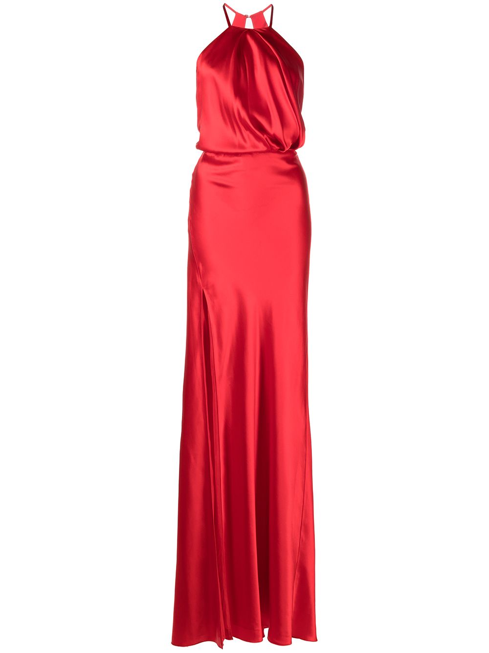 Michelle Mason pleat-detail halterneck gown - Red von Michelle Mason