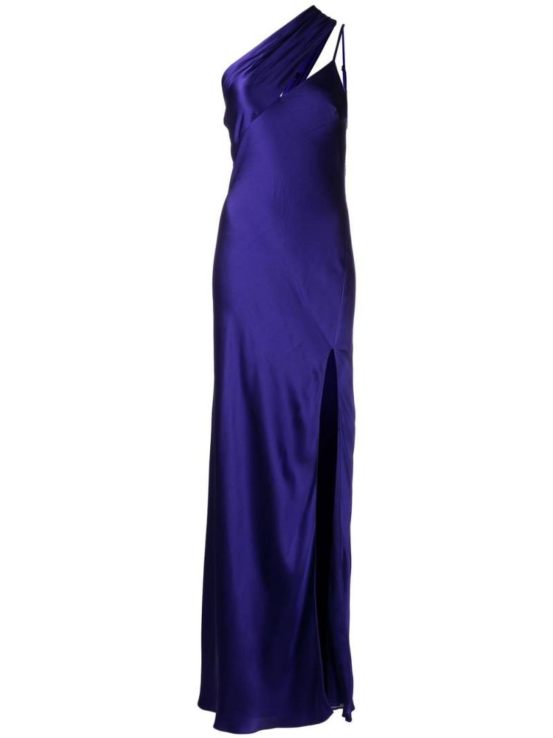 Michelle Mason side-slit one-shoulder gown - Blue von Michelle Mason