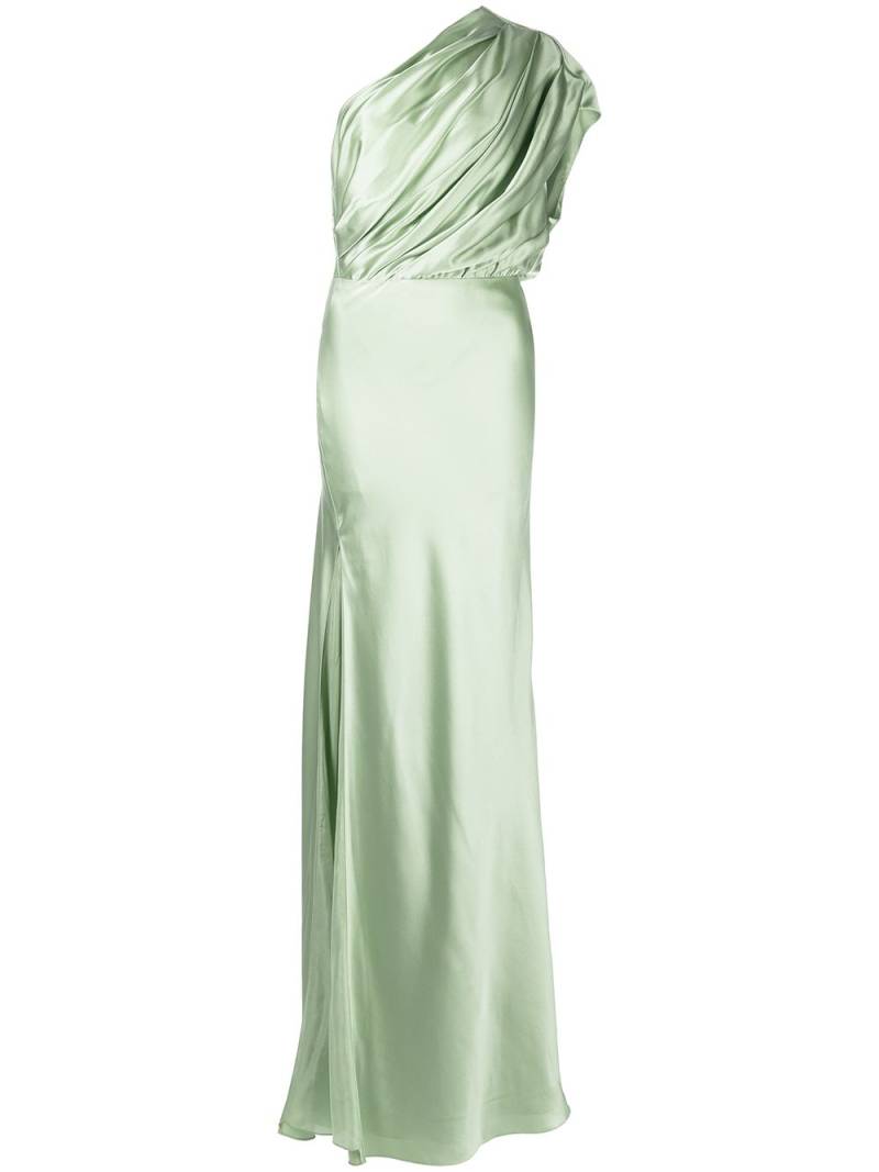 Michelle Mason side-slit one-shoulder gown - Green von Michelle Mason