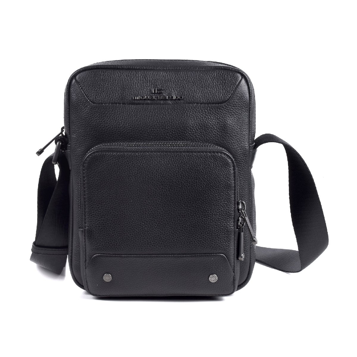 Crossbody Tasche aus Leder 23.5 cm in Schwarz von Miguel Bellido