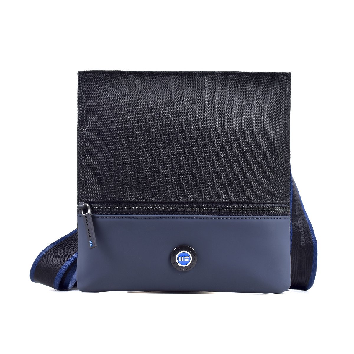 Crossbody Tasche aus Textil 21 cm in Schwarz/Blau von Miguel Bellido