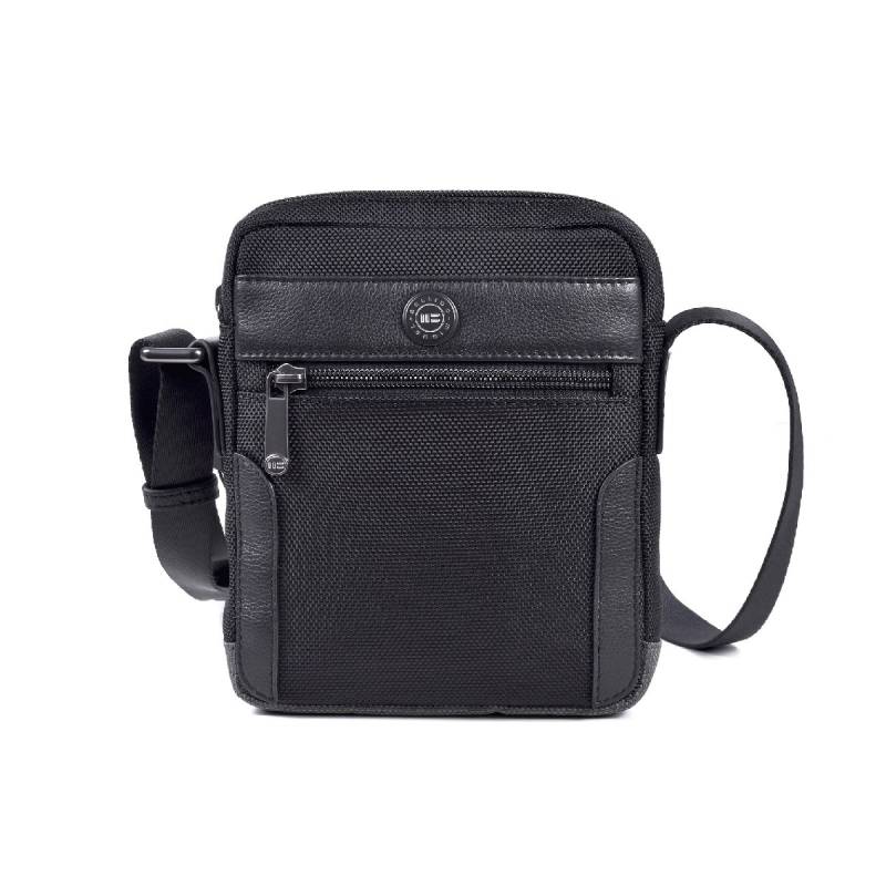 Crossbody Tasche aus Textil und Leder 18 cm in Schwarz von Miguel Bellido