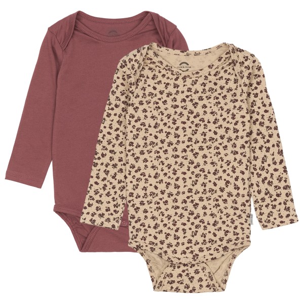 Mikk-Line - Kid's 2-Pack L/S Body - Alltagsunterwäsche Gr 56 beige/braun von Mikk-Line