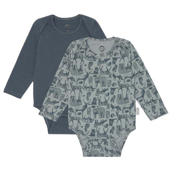 Mikk-Line - Kid's 2-Pack L/S Body - Alltagsunterwäsche Gr 56 grau von Mikk-Line