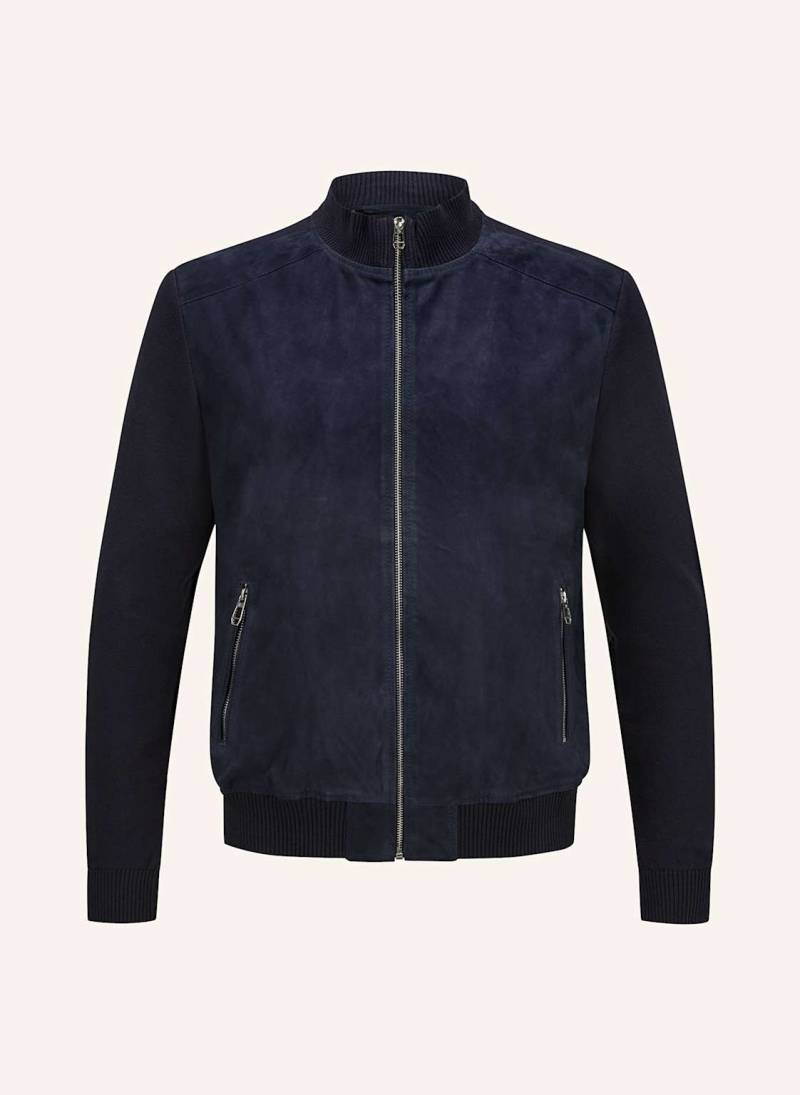 Milestone Lederjacke Mstristan Im Materialmix blau von Milestone