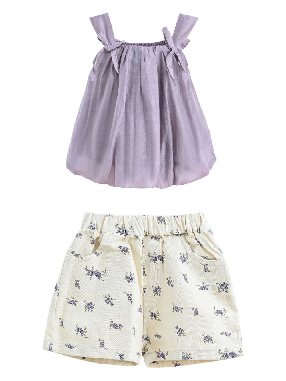 Mimi Tutu floral-print cotton shorts set (two) - Purple von Mimi Tutu