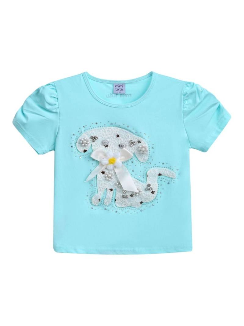 Mimi Tutu puppy-appliqué T-shirt - Blue von Mimi Tutu