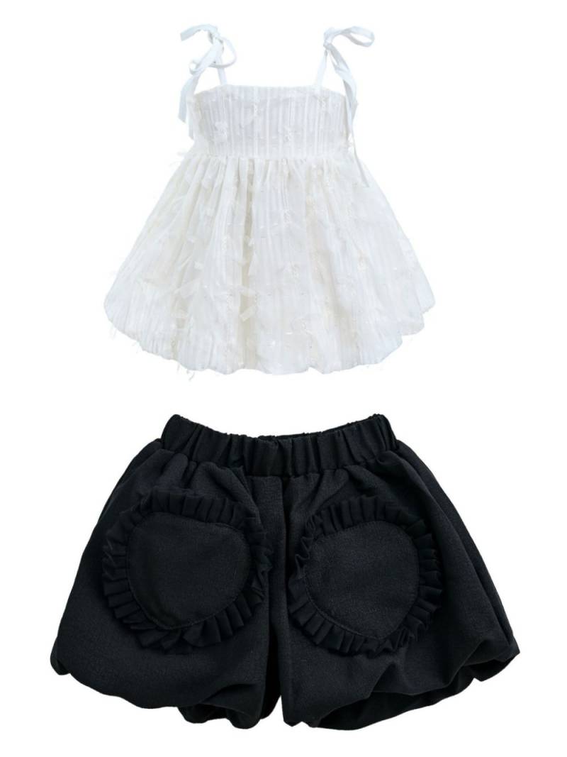 Mimi Tutu ruffle-detail cotton shorts set (two) - Black von Mimi Tutu