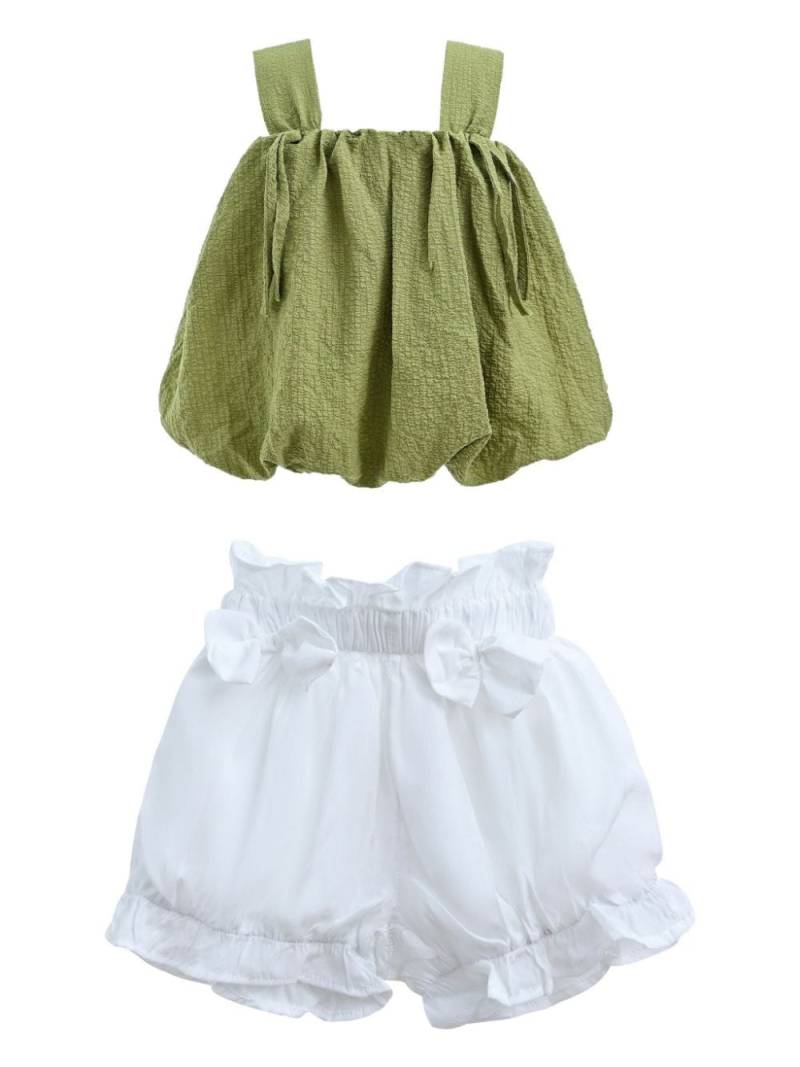 Mimi Tutu ruffle-detail cotton shorts set - Green von Mimi Tutu