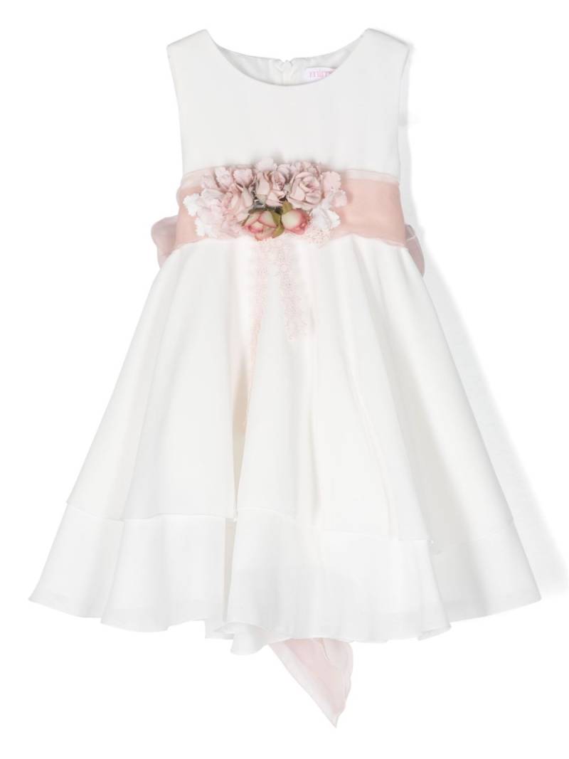 Mimilù floral appliqué belted tiered dress - White von Mimilù