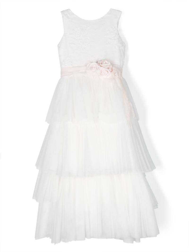 Mimilù floral-appliqué tulle dress - White von Mimilù