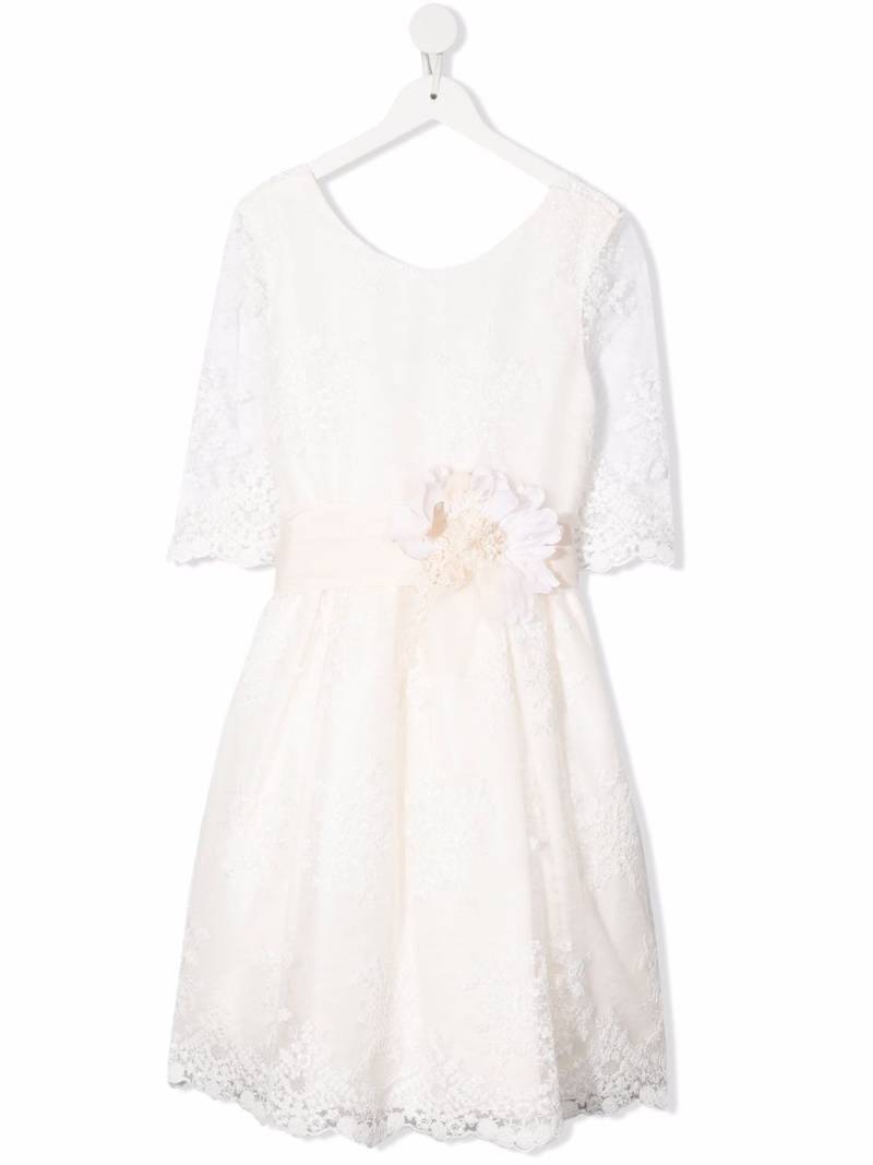 Mimilù flower-applique detail dress - White von Mimilù