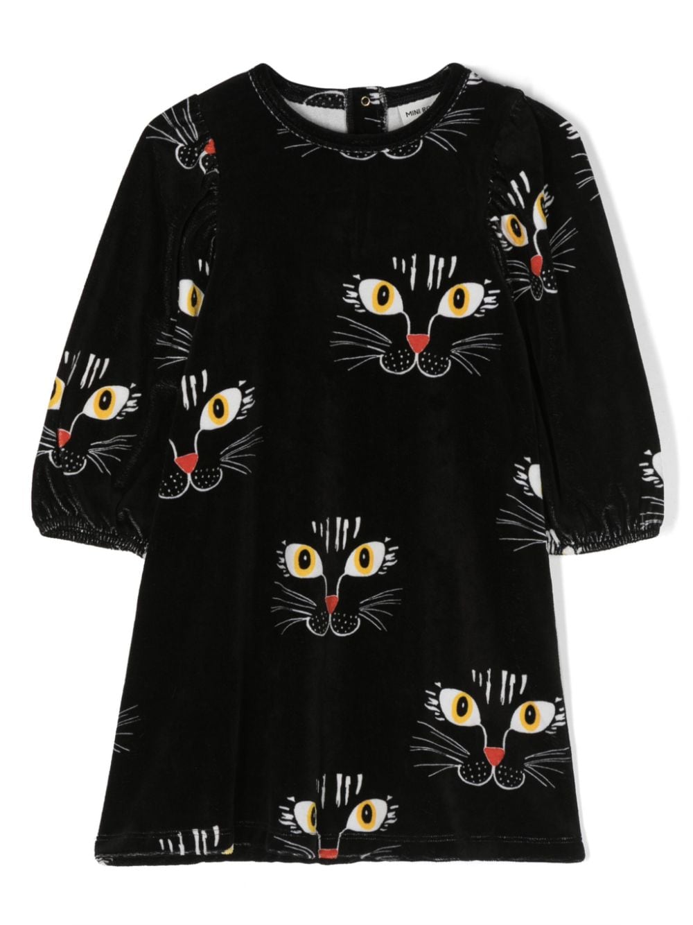 Mini Rodini Angry Cat velour dress - Black von Mini Rodini