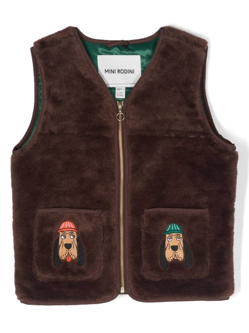 Mini Rodini Bloodhound zip-up vest - Brown von Mini Rodini