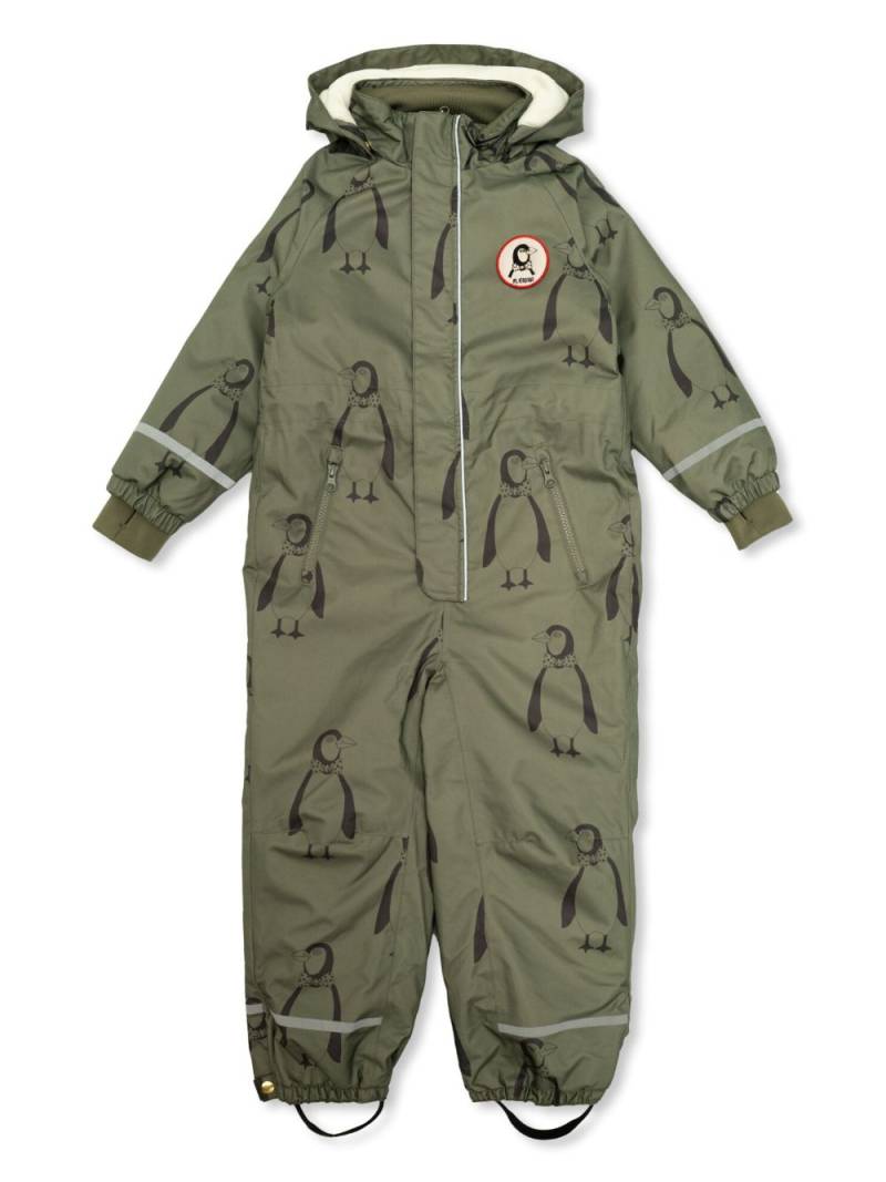 Mini Rodini Kebnekaise Penguin snowsuit - Green von Mini Rodini