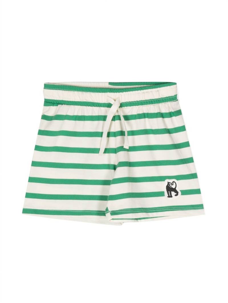 Mini Rodini MINI RODINI KID BOY PANTHER PATCH STRIPE SHORTS - Green von Mini Rodini