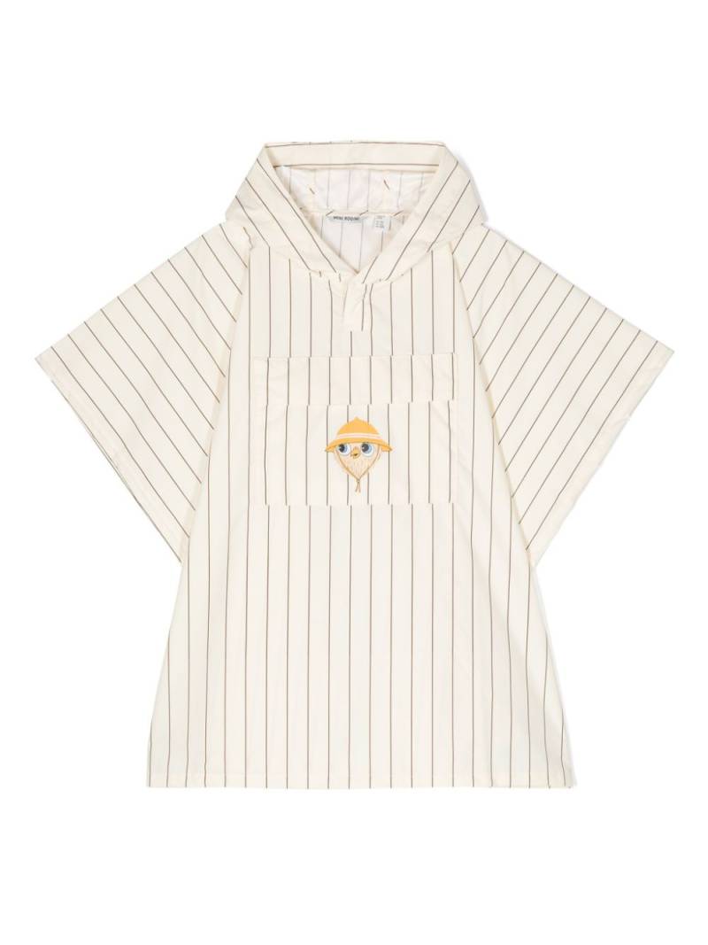 Mini Rodini Owl pinstriped rain poncho - Neutrals von Mini Rodini