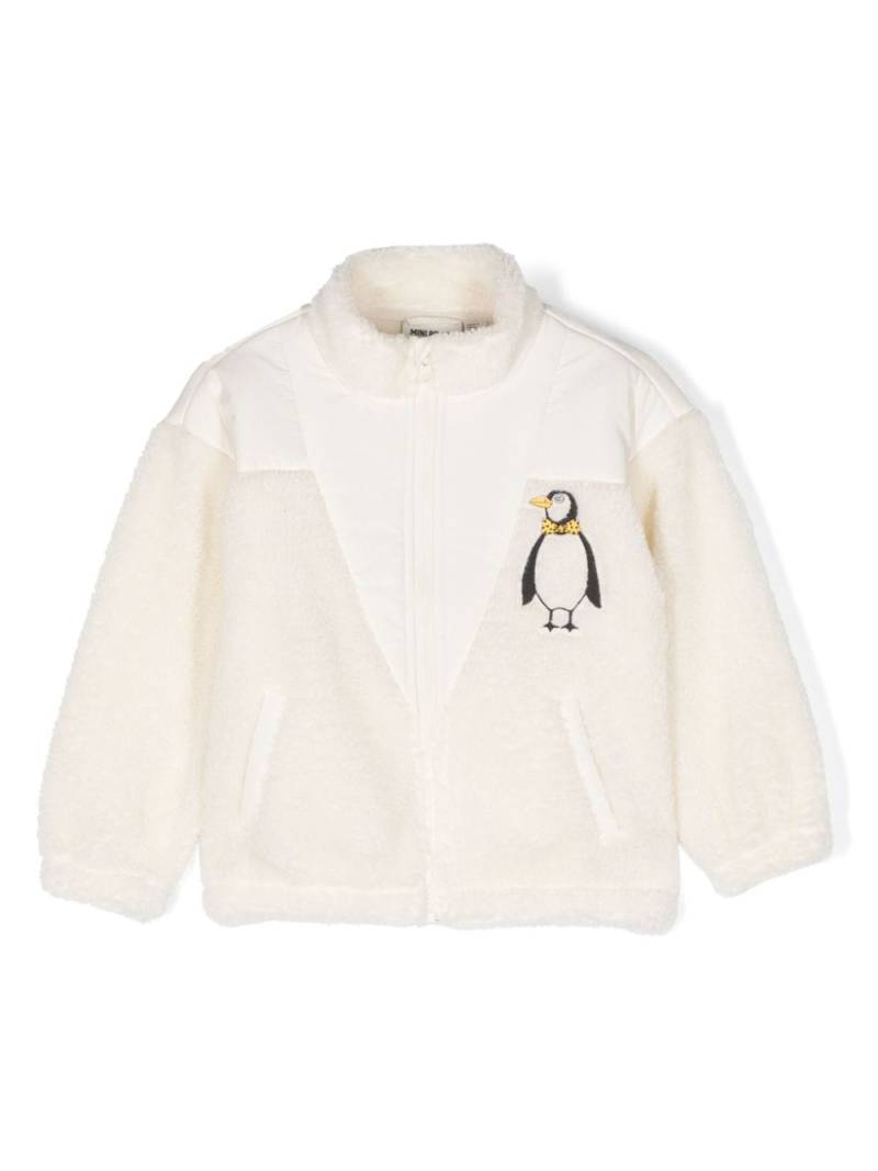 Mini Rodini Penguin Pile zip-up bomber jacket - White von Mini Rodini