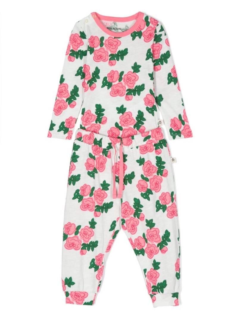 Mini Rodini Roses organic-cotton trousers set - White von Mini Rodini